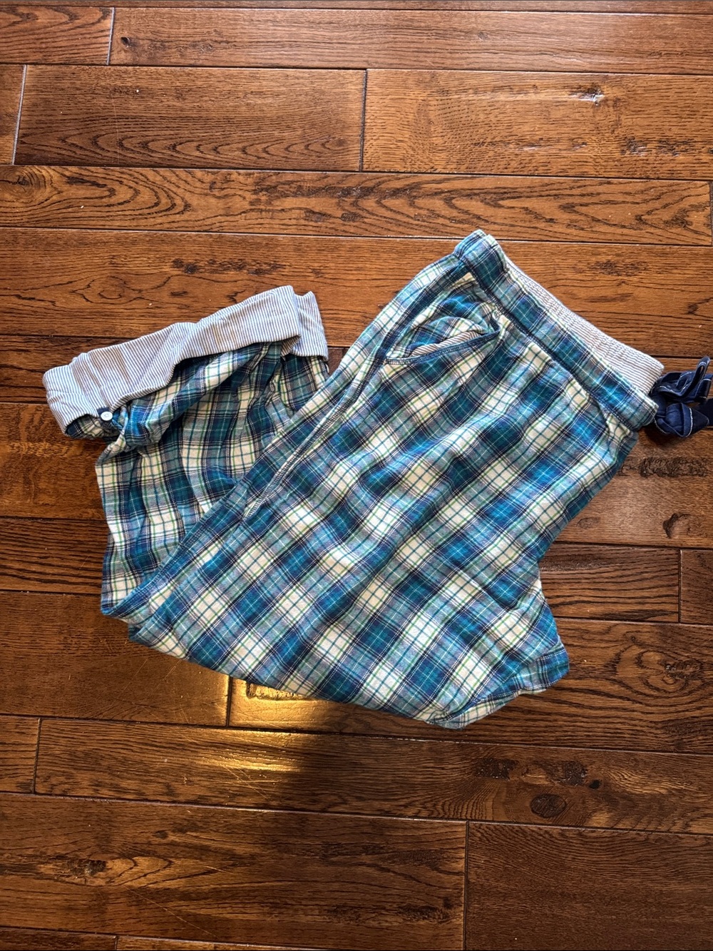 aerie Plaid Cotton Pajama pants in Blue and Green